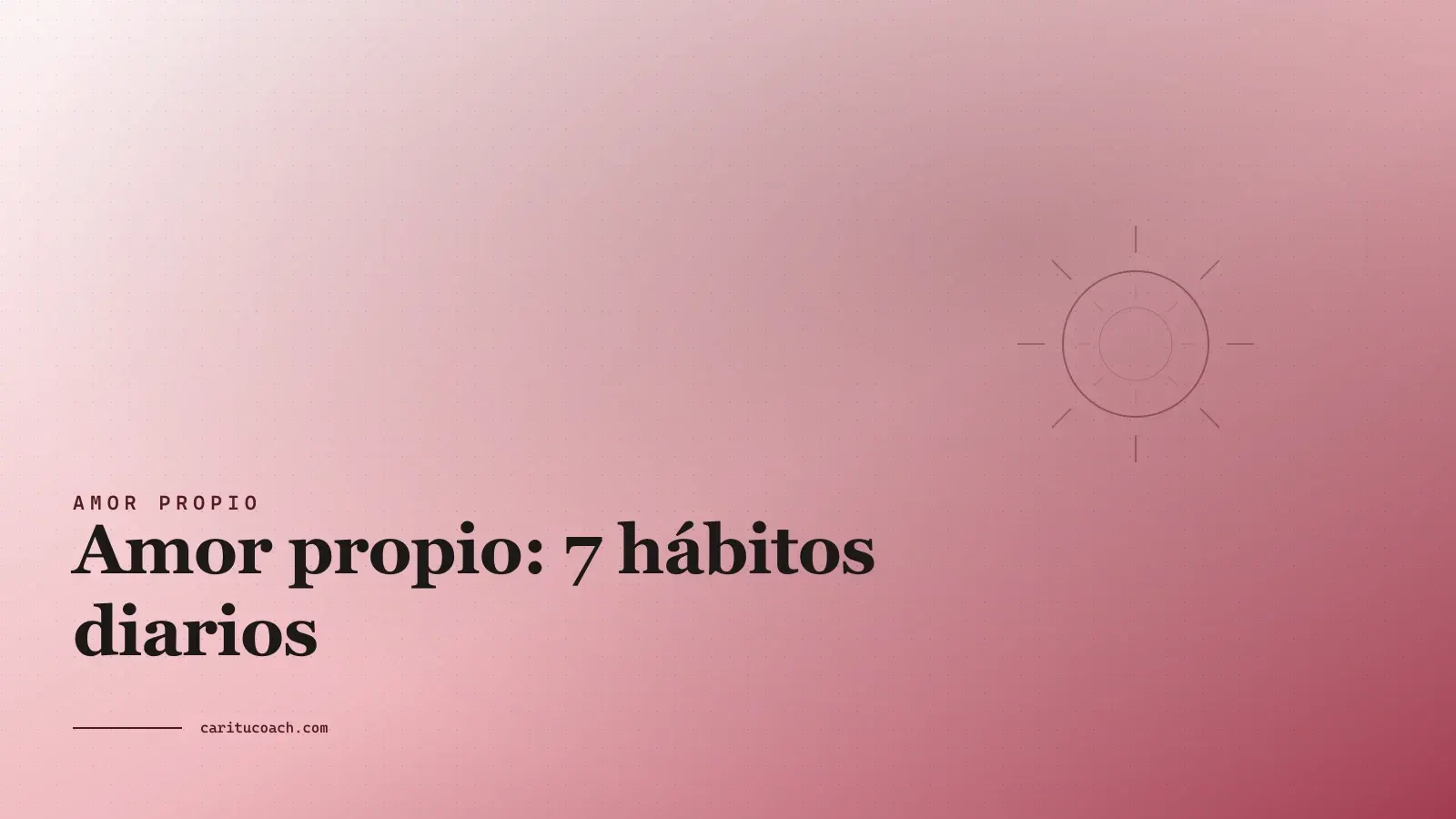 Sol estilizado sobre fondo dorado representando el amor propio diario